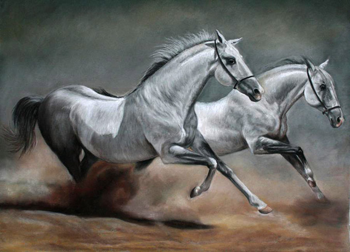 parejadecaballospastel50x70