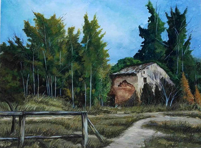 wviejacasadecampoacuarela50x70